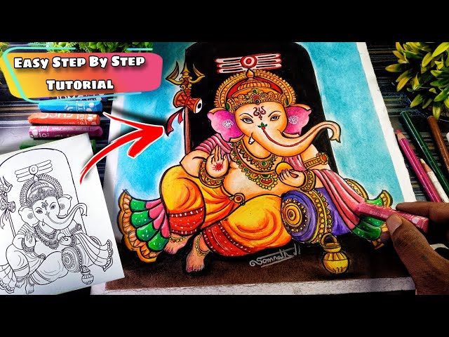 How to draw | Lord ganesha | with colour pencil - YouTube